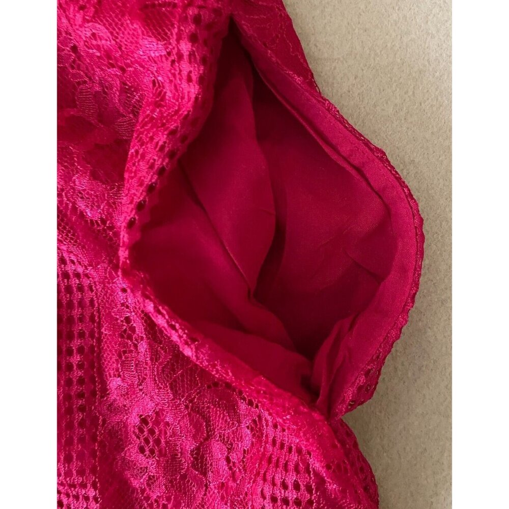Anthropologie Maeve Open Back Lace Mini Dress 12 Red LS Pockets Mock Neck NWT - Picture 5 of 16